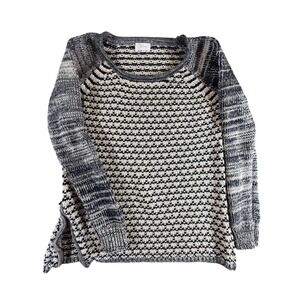 Wrap Designed in London Black Cream Knit Sweater Long Sleeve Raglan Zipper 4-6